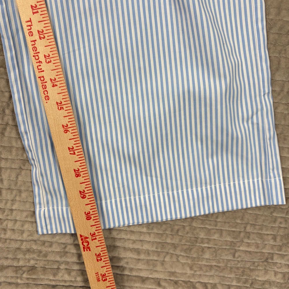 DONNI Blue White Striped Poplin Pants Wide Leg Cotton Rope Drawstring S - Picture 6 of 9